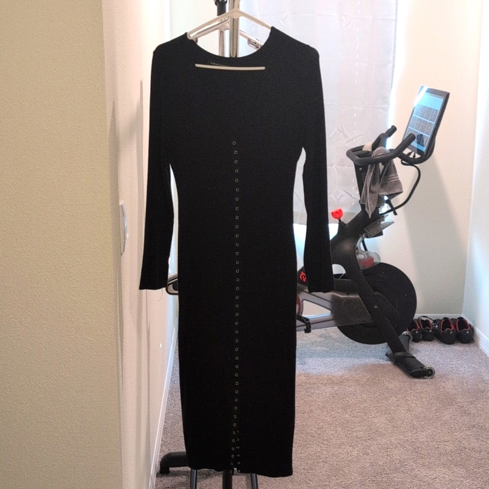 Long sleeve black midi dress from Naked Wardrobe